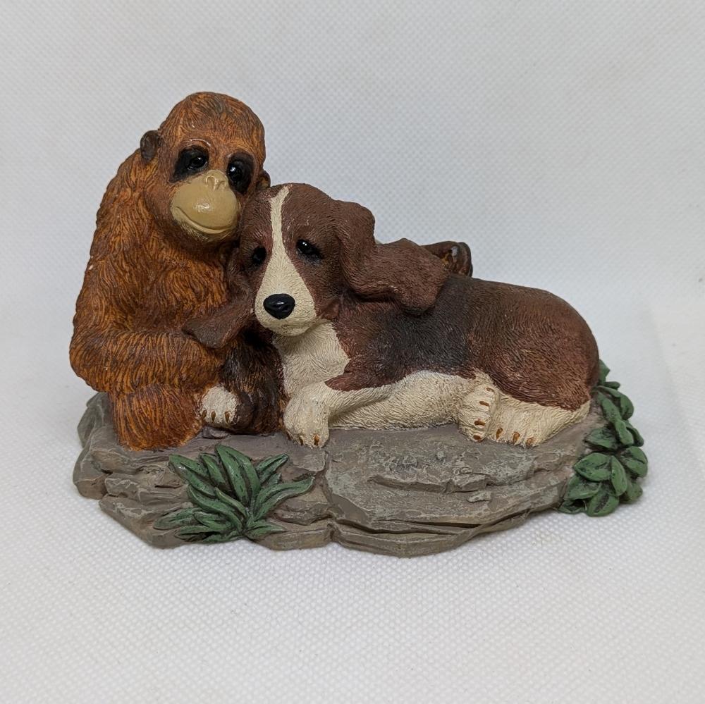 Lou Rankin CREATIONS "Faithful Friends" 2001 Retired Orangutan & Dog Figurine